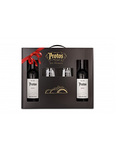 Geschenk-Set Protos 3er Año 2020 · 2 Flaschen + 2 Gläser | CAHS